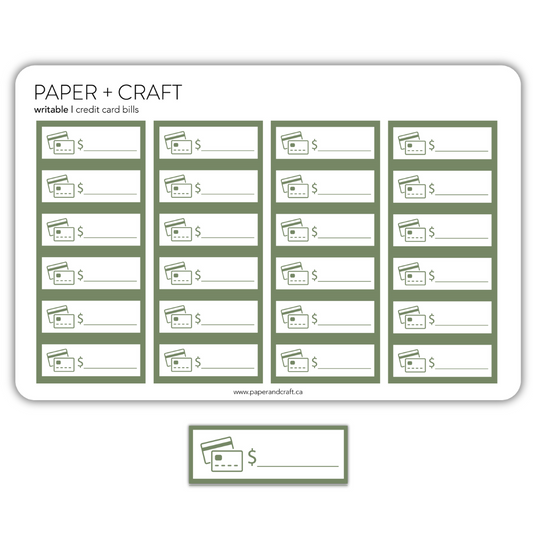Credit Card Sticker Sheets: Writable