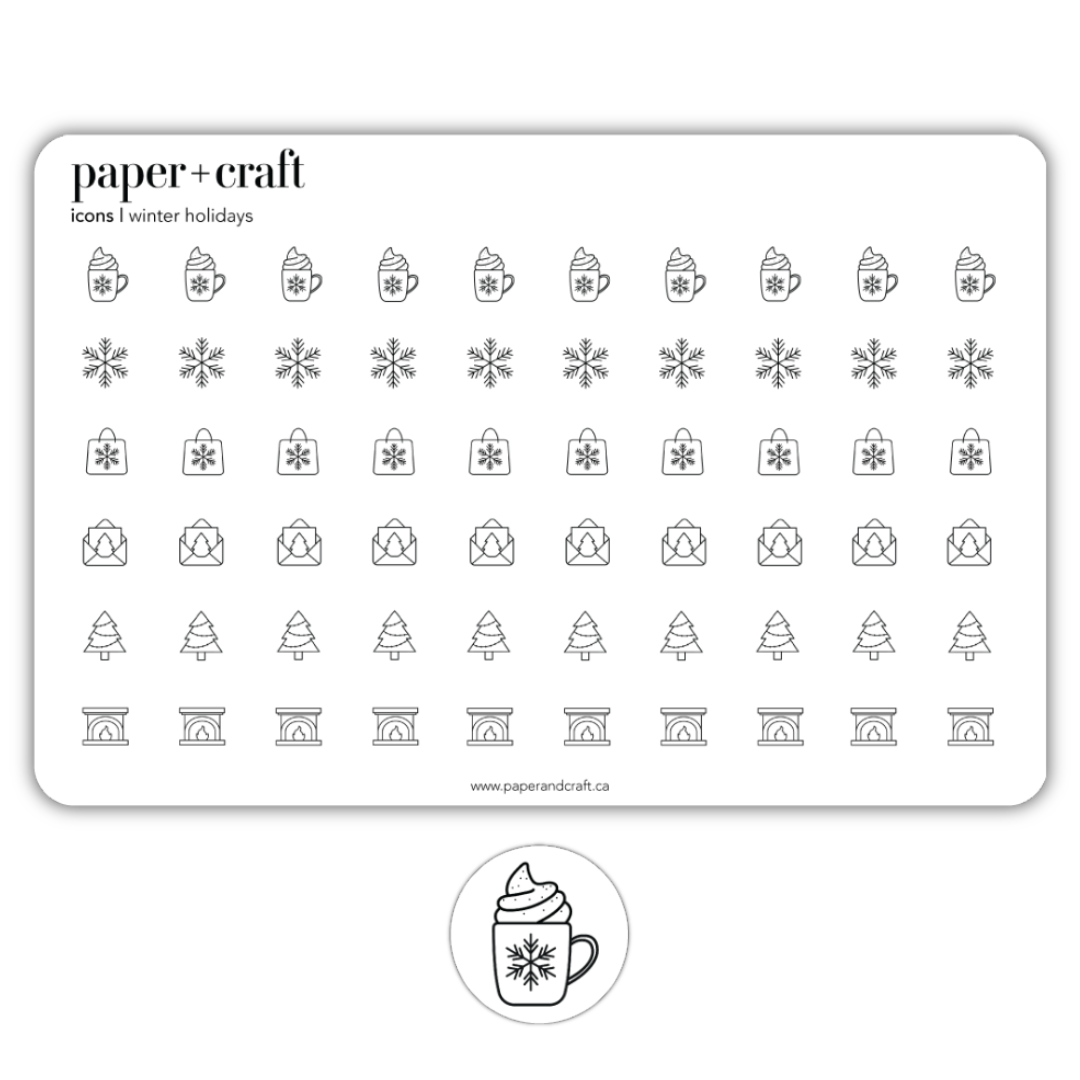 Winter Holidays Sticker Sheet: Black