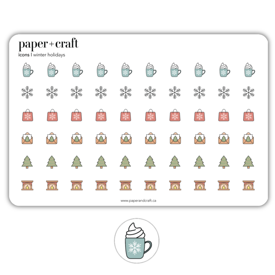 Winter Holidays Sticker Sheet: Colour