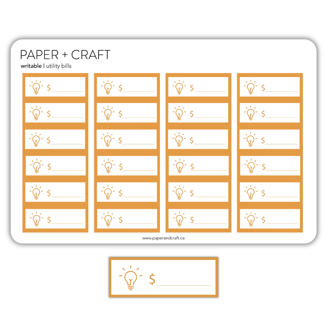 Utilities Sticker Sheets: Writable